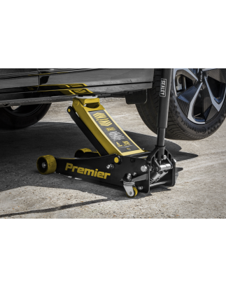 Premier Low Profile Trolley Jack with Rocket Lift 4 Tonne - Yellow