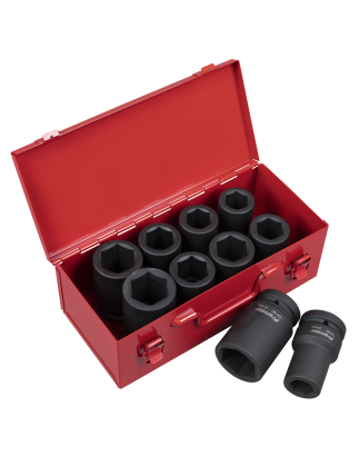 Impact Socket Set 10pc Deep 1"Sq Drive Metric/Imperial