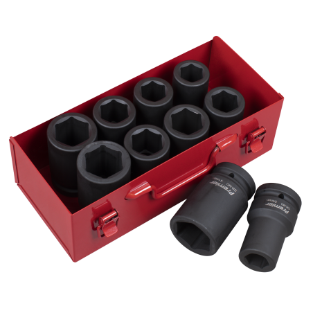 Impact Socket Set 10pc Deep 1"Sq Drive Metric/Imperial