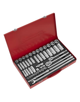 Socket Set 50pc 3/8" & 1/2"Sq Drive 6pt WallDrive® - Metric