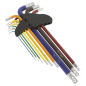 Ball-End Hex Key Set 9pc Colour-Coded Extra-Long Metric