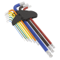 Ball-End Hex Key Set Extra-Long 9pc Colour-Coded Imperial