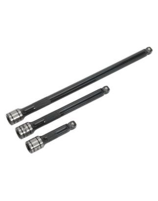 Wobble/Rigid Extension Bar Set 3pc 3/8"Sq Drive  - Premier Black