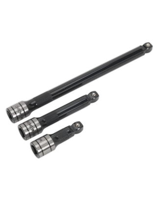 Wobble/Rigid Extension Bar Set 3pc 1/2"Sq Drive - Premier Black