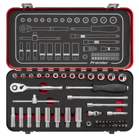 Socket Set 49pc 1/4"Sq Drive Premier Platinum