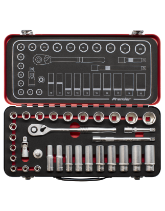 Socket Set 3/8"Sq Drive 32pc - Premier Platinum