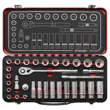 Socket Set 3/8"Sq Drive 32pc - Premier Platinum