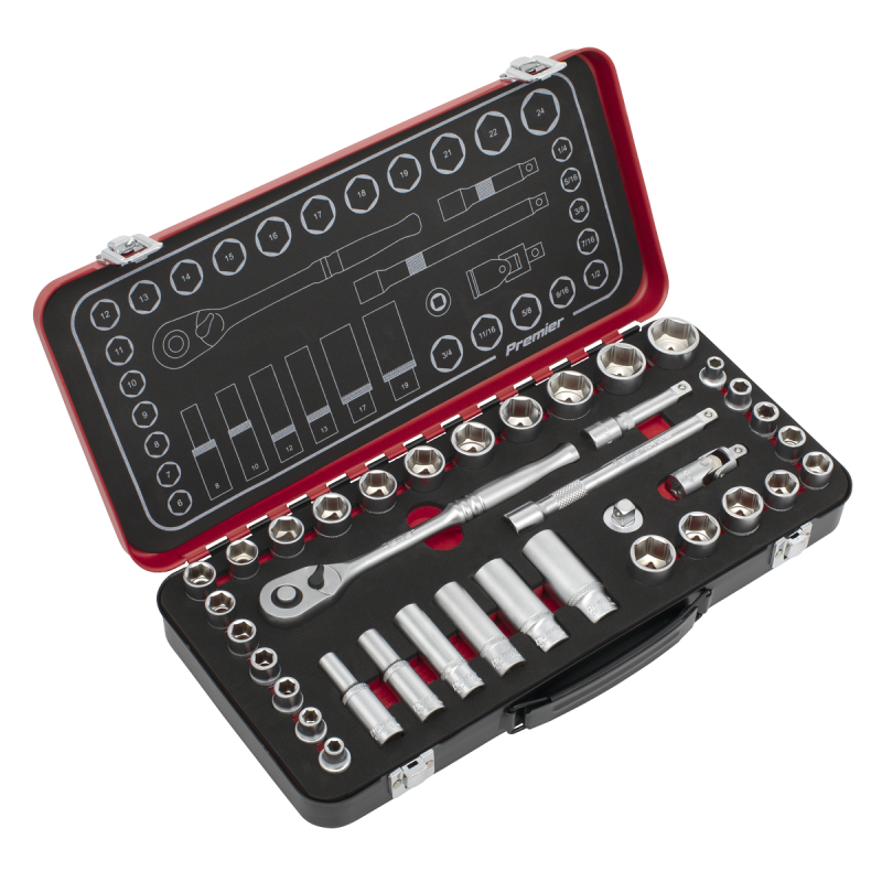 Socket Set 3/8"Sq Drive 37pc - Metric/Imperial - Premier Platinum