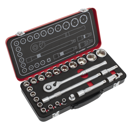 Socket Set 1/2"Sq Drive 24pc -  Premier Platinum