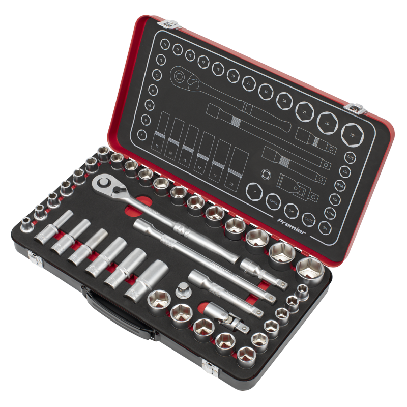 Socket Set 1/2"Sq Drive 40pc - Metric/Imperial - Premier Platinum