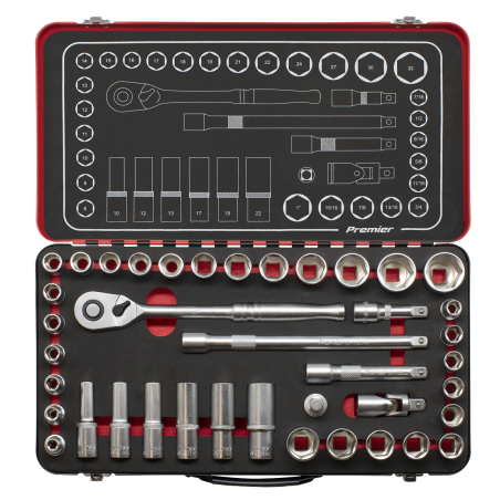 Socket Set 1/2"Sq Drive 40pc - Metric/Imperial - Premier Platinum