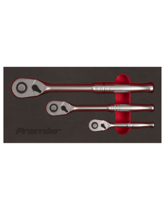 Ratchet Wrench Set 3pc Pear-Head Flip Reverse - Premier Platinum