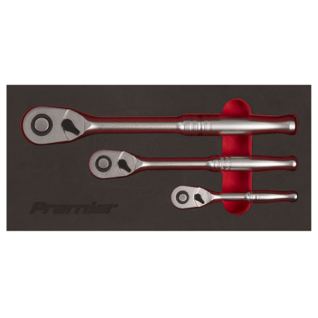 Ratchet Wrench Set 3pc Pear-Head Flip Reverse - Premier Platinum