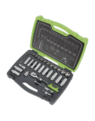 Socket Set 34pc 3/8"Sq Drive 6pt WallDrive® Metric