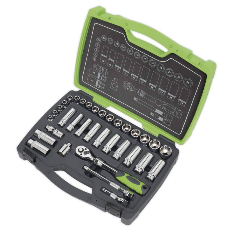 Socket Set 34pc 3/8"Sq Drive 6pt WallDrive® Metric