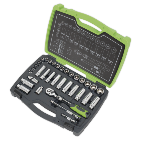 Socket Set 34pc 3/8"Sq Drive 6pt WallDrive® Metric