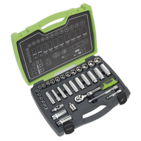 Socket Set 34pc 3/8"Sq Drive 6pt WallDrive® Metric