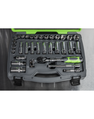 Socket Set 34pc 3/8"Sq Drive 6pt WallDrive® Metric