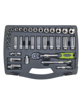 Socket Set 34pc 3/8"Sq Drive 6pt WallDrive® Metric