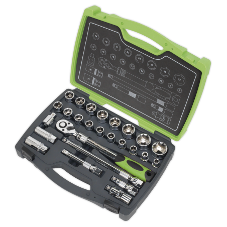 Socket Set 26pc 1/2"Sq Drive 6pt WallDrive® Metric