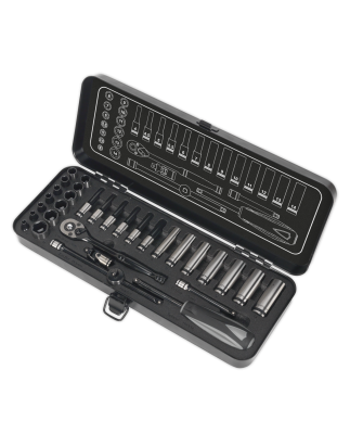 Socket Set 32pc 1/4"Sq Drive 6pt WallDrive® Metric Premier Black