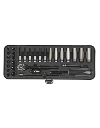 Socket Set 32pc 1/4"Sq Drive 6pt WallDrive® Metric Premier Black