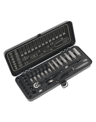 Socket Set 32pc 1/4"Sq Drive 6pt WallDrive® Metric Premier Black