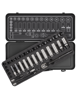 Socket Set 34pc 3/8"Sq Drive WallDrive® Metric Premier Black