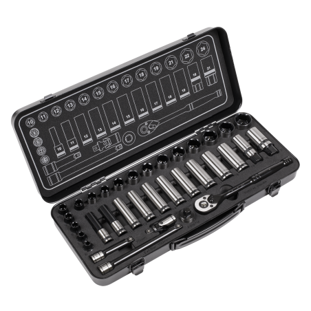 Socket Set 34pc 3/8"Sq Drive WallDrive® Metric Premier Black