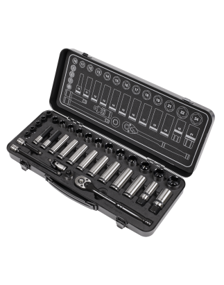 Socket Set 34pc 3/8"Sq Drive WallDrive® Metric Premier Black