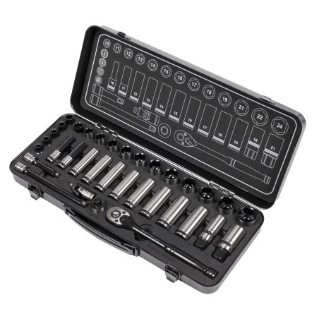 Socket Set 34pc 3/8"Sq Drive WallDrive® Metric Premier Black