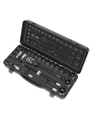 Socket Set 28pc 1/2"Sq Drive 6pt WallDrive® Metric Premier Black