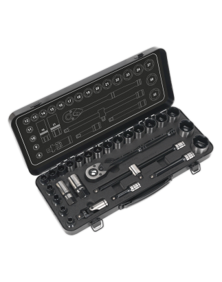 Socket Set 28pc 1/2"Sq Drive 6pt WallDrive® Metric Premier Black