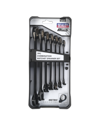 Combination Ratchet Spanner Set 7pc Premier Black Metric