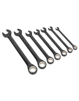 Combination Ratchet Spanner Set 7pc Premier Black Metric