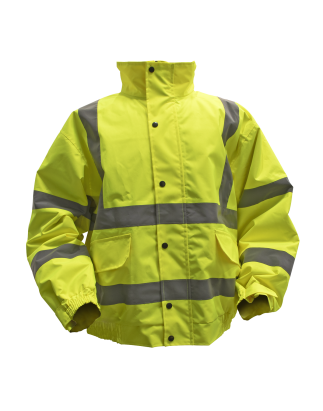 Worksafe® Hi-Vis Yellow Jacket with Quilted Lining, Elasticated Waist & Cuffs - Large