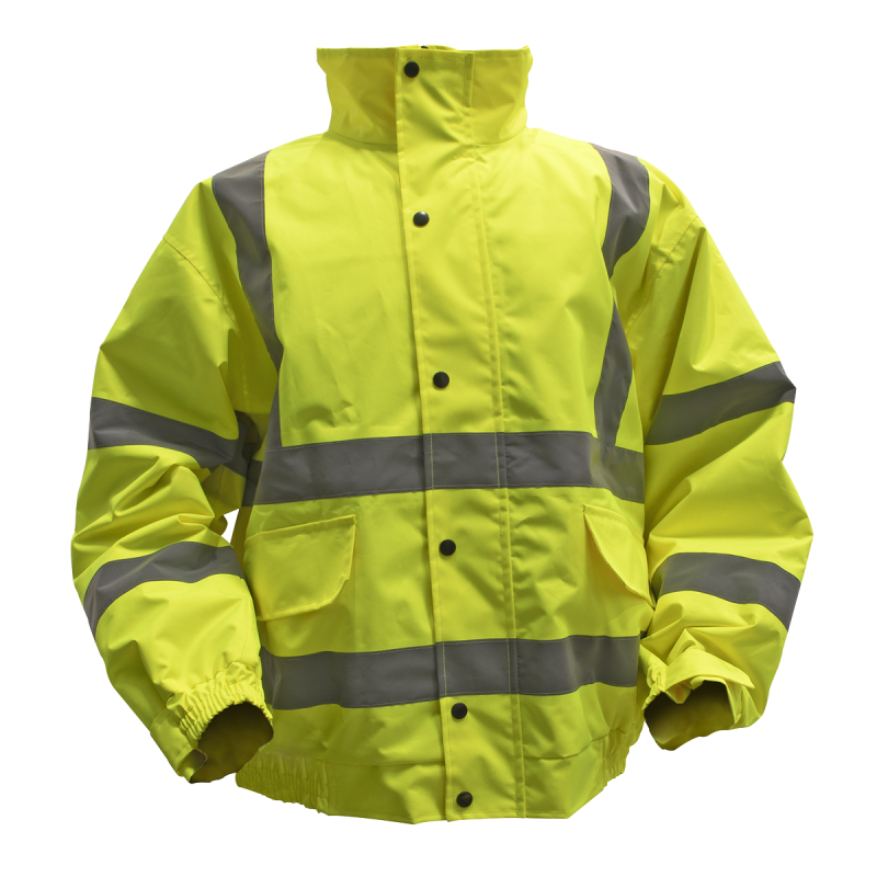 Worksafe® Hi-Vis Yellow Jacket with Quilted Lining, Elasticated Waist & Cuffs - Large