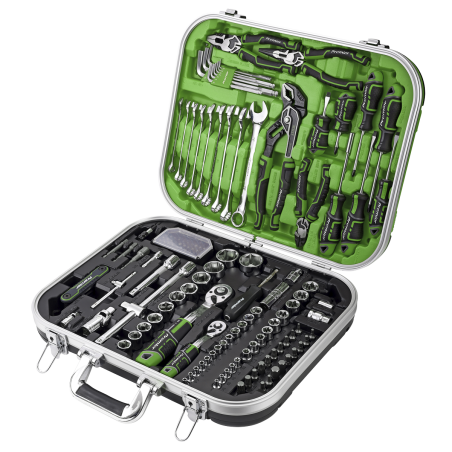 Kit d'outils de mécanicien 144 pièces, vert haute visibilité