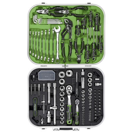 Kit d'outils de mécanicien 144 pièces, vert haute visibilité