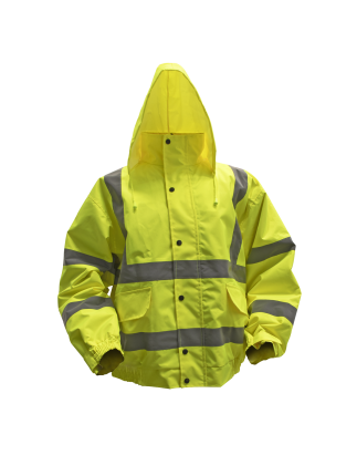 Worksafe® Hi-Vis Yellow Jacket with Quilted Lining, Elasticated Waist & Cuffs - Large