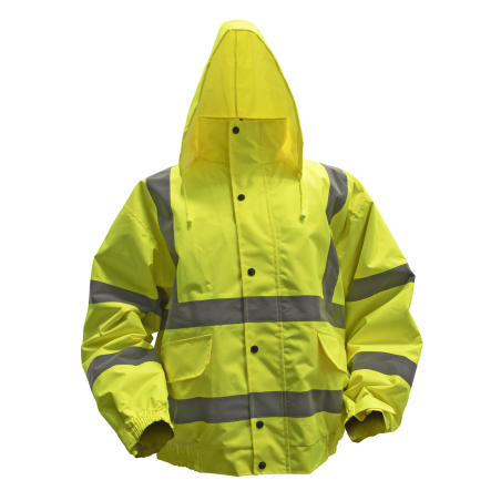 Worksafe® Hi-Vis Yellow Jacket with Quilted Lining, Elasticated Waist & Cuffs - Large