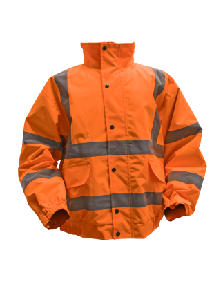 Worksafe® Hi-Vis Orange Jacket with Quilted Lining, Elasticated Waist & Cuffs - Large