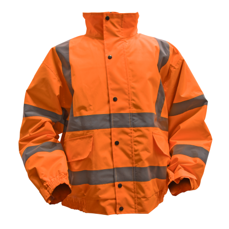 Worksafe® Hi-Vis Orange Jacket with Quilted Lining, Elasticated Waist & Cuffs - Large