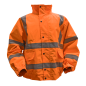 Worksafe® Hi-Vis Orange Jacket with Quilted Lining, Elasticated Waist & Cuffs - Large