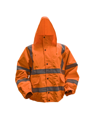 Worksafe® Hi-Vis Orange Jacket with Quilted Lining, Elasticated Waist & Cuffs - Large