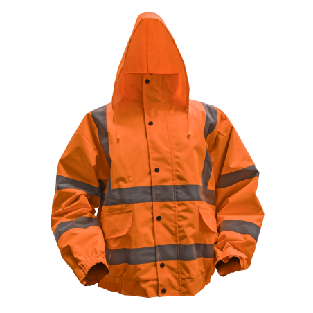 Worksafe® Hi-Vis Orange Jacket with Quilted Lining, Elasticated Waist & Cuffs - Large