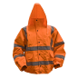 Worksafe® Hi-Vis Orange Jacket with Quilted Lining, Elasticated Waist & Cuffs - Large