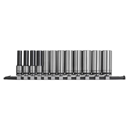 Socket Set Deep 12pc 3/8"Sq Drive Metric - Premier Black