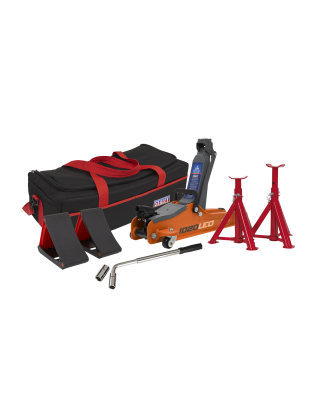 Low Entry Short Chassis Trolley Jack & Accessories Bag Combo 2 Tonne - Orange