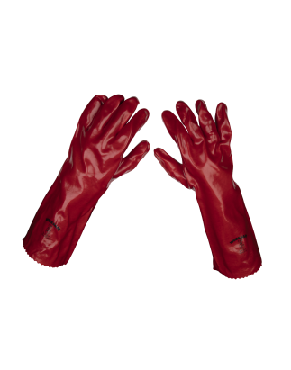 Worksafe® PVC Gauntlets 450mm, Red - Pack of 12 Pairs